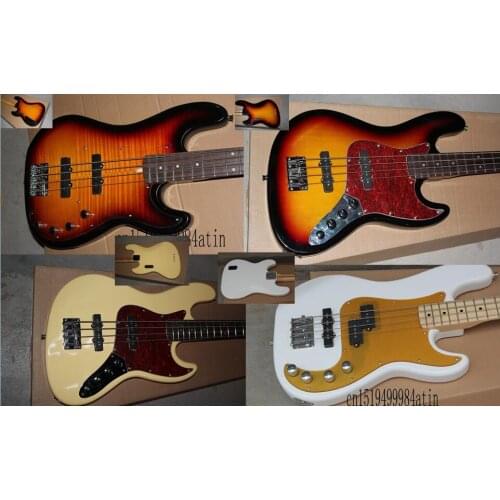 Creamy yellow guitar jazz bass four string electric bass four strings guitar Active pickups 9V battery