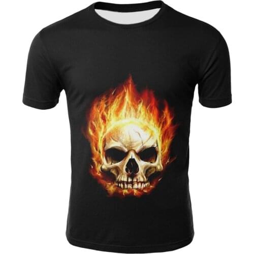 2019 Summer Children Cool T Shirt Big Boy Girl 3d T-Shirt Fire Colorful Skull Head 3d Printing Kids Hip Hop Tees Tshirts 12-20Y