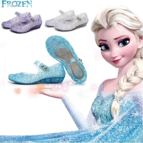 Girls Summer Frozen Shoes Kids Girls Crystal Jelly Sandals Princess Cosplay Party Performance Dance Shoes Princess Shoes