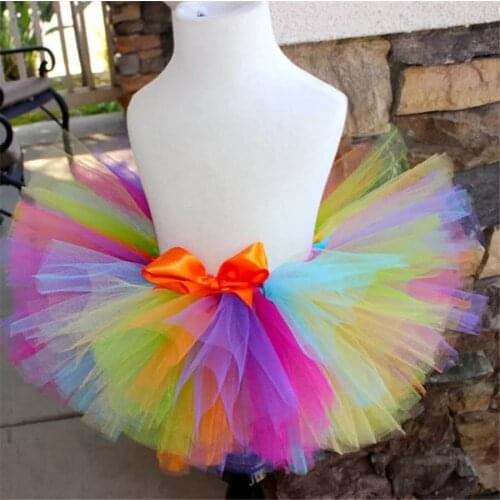 Lovely Baby Tulle Skirts Girls Handmade Ballet Pettiskirts with Pink Ribbon Bow Kids Birthday Party Costume Children Tutu Skirts