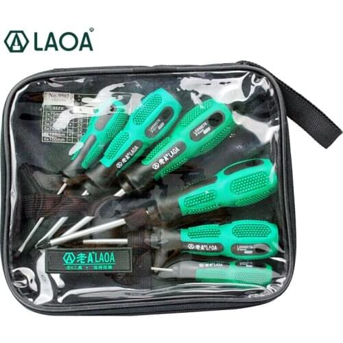 LAOA CRV Screwdriver Sets Phillips Straight Screw Driver Set 6pcs Household Repair Tools with Magnetic