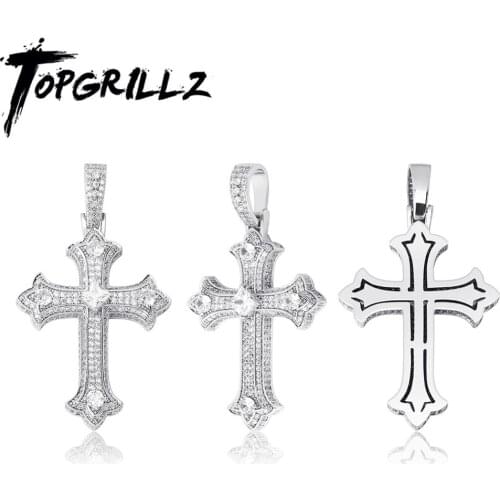 TOPGRILLZ 2020 New Cross Pendant Iced Out Necklace Full Micro Pave Cubic Zirconia Pendant Hip Hop Fashion Jewelry Gift For Men