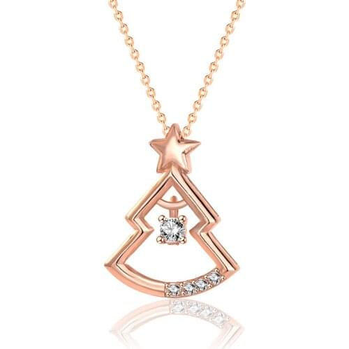 S925 Sterling Silver Inlaid Zircon Christmas Tree Necklace Female Fashion Clavicle Chain Spring Engagement Gift