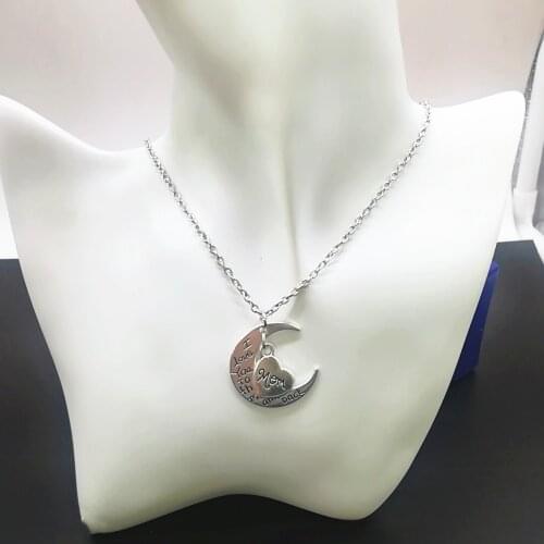 New Fashion Glamour Mothers Day Mom I Love You To The Moon English Alloy Necklace Gift letter necklace