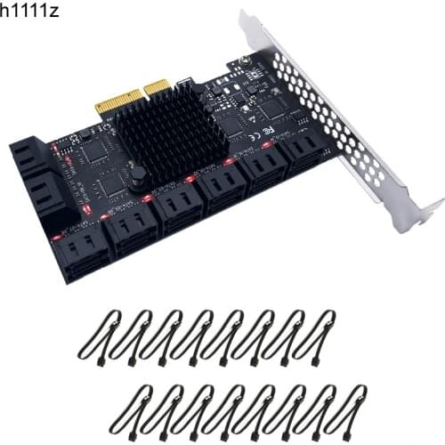 Chia Mining Riser PCIE SATA Expansion Card PCI Express 4X to 16 Ports SATA 3.0 6Gbps PCI-E SATA III Multiplier Hard Disk Adapter