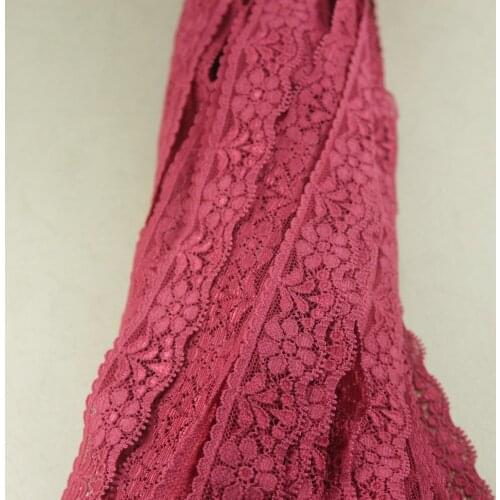 Clearance 80 Yards 24mm Width Rust Red Elastic Stretch Lace Trim Sewing Garment Elastic Lace H66