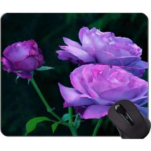Rectangle Mouse Pad,Earth rose flower -Stitched Edges
