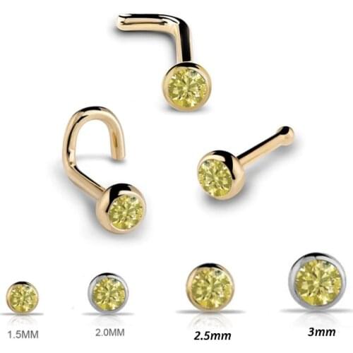 1Pc 1.5-3mm 20G Steel Prong Gem Nose Stud Piercing Rings Gold Nose Screw Nazir de Piercings Nostril Earring Piercing fashion