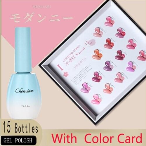 SHEENIA Gel Polish Set 15Pcs Hybrid Varnish Soak Off UV Gel LED Semi Permanent All For Manicure Nail Art Gel Polish Kit Base Top