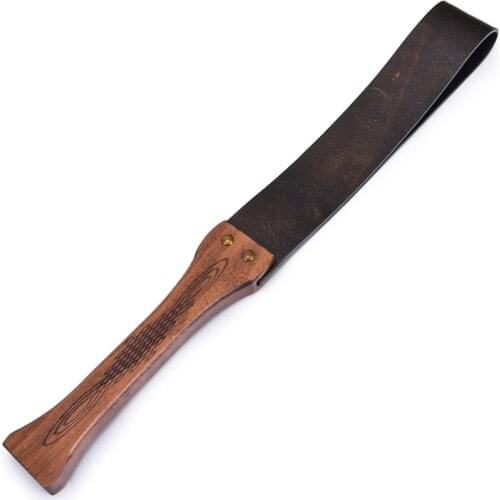Vintage Genuine Leather Whip Bdsm Spanking Flogger Wooden Handle SM Bondage Whip Flirting Paddle Sex Toys For Woman Adult Games