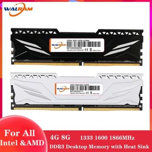 WALRAM DDR3 4GB 8GB memoria ram 1600 1333 1866Mhz Desktop Memory with Heat Sink 240 pins for all motherboards 1.5V intel and AMD