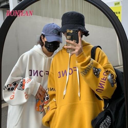 Women Hoodies Fleece 2020 Autumn Round Neck Young Girls Female Printed Clothes Loose Cute Women Pullover Sweatershirts Oversize