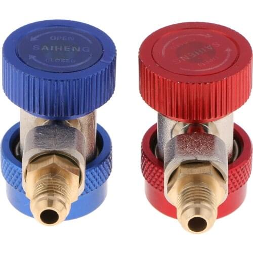 2pcs 1/2 Inch Adjustable R134A Quick Couplers Adapters High Low AC Manifold Gauge Hose Conversion Kit
