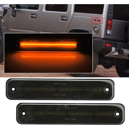 2Pcs Smoke Lens Red LED Rear Side Marker Light Car Fit for Hummer H2 2003 2004 2005 2006 2007 2008 2009 25952319 15114677