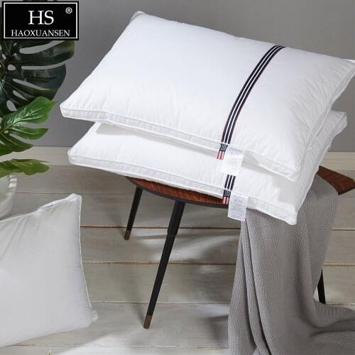 Nordic Style Design White Pillow 2PCS 100% Polyester 550 Fill Power 40S Fabric 3 kg Bedding Sets My Pillow 2019 Neck Protection
