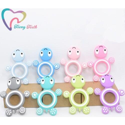Teeny Teeth 2 PCS Cartoon Silicone Tortoise Teether Pendants,Tortoise Silicone Teething Toys,Cute Tortoise Chomp Toys Pendants