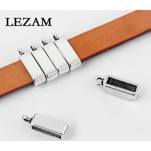 20pcs Antique Flat Slider Spacer Bail For 10mm 5mm Flat Leather Cord Diy Bracelet Necklace Jewelry Accessories Bijoux