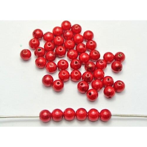 200 Pcs 8mm Plastic Faux Pearl Round Beads Red Imitation Pearl