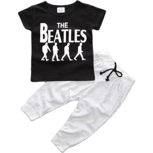 2017 baby boy summer style infant clothes baby clothing sets boy Cotton letter printing Short Sleeve Tshirt+Pants 2pcs clothes