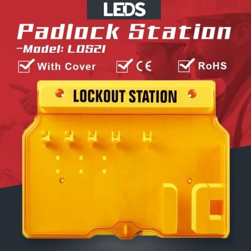 4-Lock Lockout Station With Translucent Cover Wall-Mounted Safety Padlock Board Engineering Management Station Unfilled LDS21