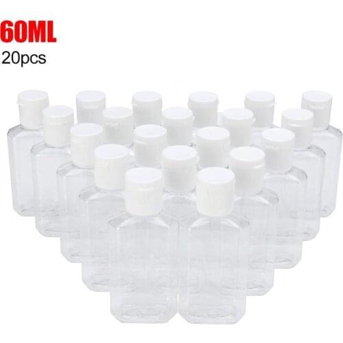 40%HOT20Pcs 60ml Portable Travel Clear Empty Refillable Sanitizer Liquid Soap Bottle