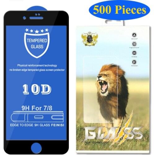 500pcs 10D Tempered Glass For iPhone 12 Mini 11 Pro Max XS XR X 8 7 6 Plus SE Full Cover Curved Screen Protector With Retail Box