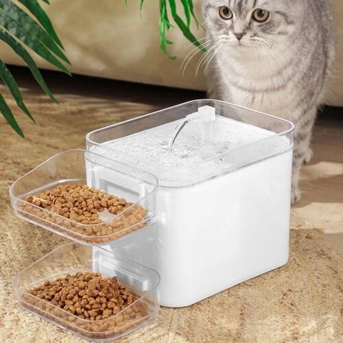 Pet Automatic Fountain Smart Water Feeder with LED Light Cat Dog Dispenser Dog Cat Food Bowl Food Container with Waterer