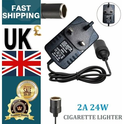 Car Inverter Cigarette Lighter Adapter 240V Mains Plug to 12V DC Car Auto Charger Socket Converter Power LED Indicator