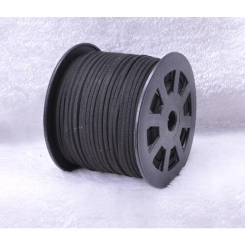 100yards/ Roll Black Faux Suede Velvet Leather Cord+3mm X 2mm DIY Jewelry Bracelet Necklace Rope String Accessories