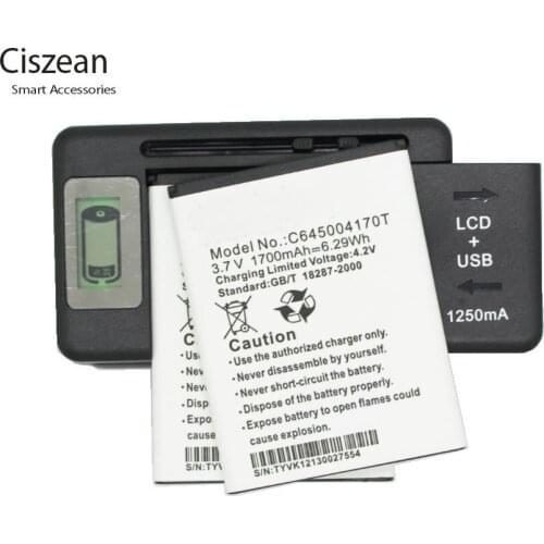 Ciszean 2x 3.7V 1700mAh Replacement Li-ion Battery +Universal Charger C645004170T For BLU Studio Adanvance 4.5 A310 batteries