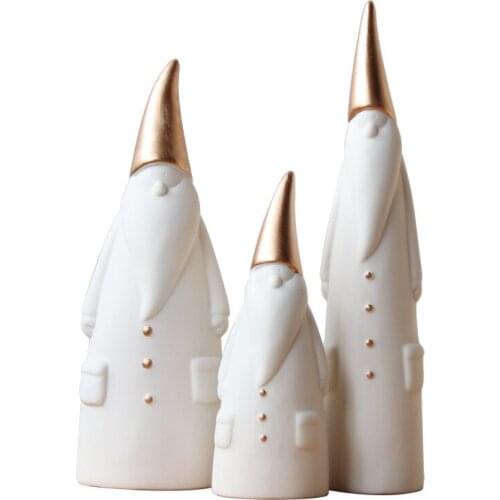 Ceramics Santa Clause Figurines Christmas Decoration Statue Scandinavia Style Nordic Home Decoration White Gift