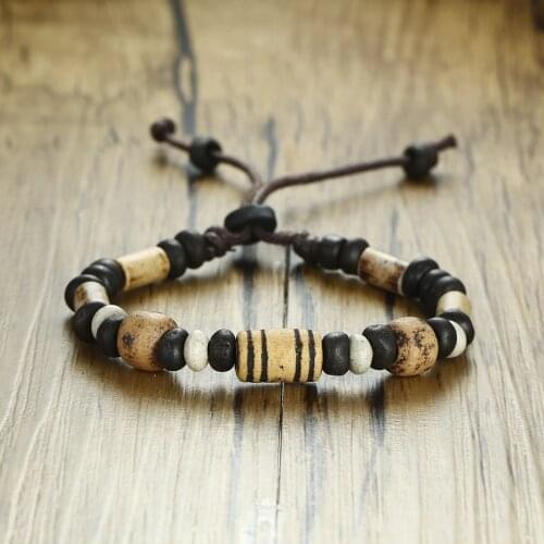 Casual Mens Wood Beads Bracelet Surfer Bohemian Stacking Bangle Tribal Chic Jewelry Drawstring Festival Boho Gypsy Accessories