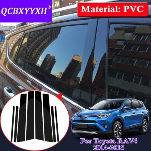 QCBXYYXH Car Styling Window Trim For Toyota RAV4 2014-2018 PVC Glass Window Garnish Pillar Middle Sticker Decoration Film