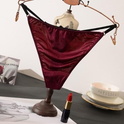 Silk Satin Womens Sexy Underwear Ice Silk Thong Seamless Sports Underwear Thong Elastic Ribbon Adjustable, Comfortable and Sexy