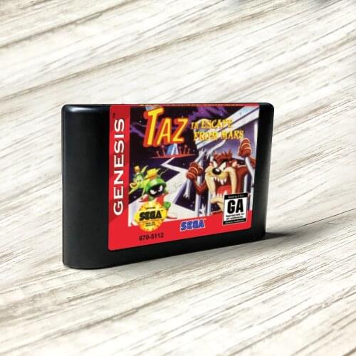 Taz in Escape from Mars - USA Label Flashkit MD Electroless Gold PCB Card for Sega Genesis Megadrive Video Game Console