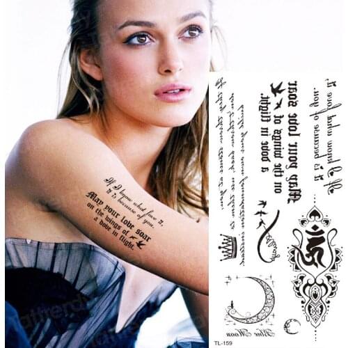 Waterproof temporary tattoos for women men minimalist tattoo black words mehndi stickers tattoo and body art tatoo fake transfer