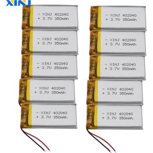 XINJ 10pcs 3.7V 350mAh lithium polymer battery li po cell 402040 For GPS Sat Nav MP3 Camera Solar Lamps Music player MP4 watches