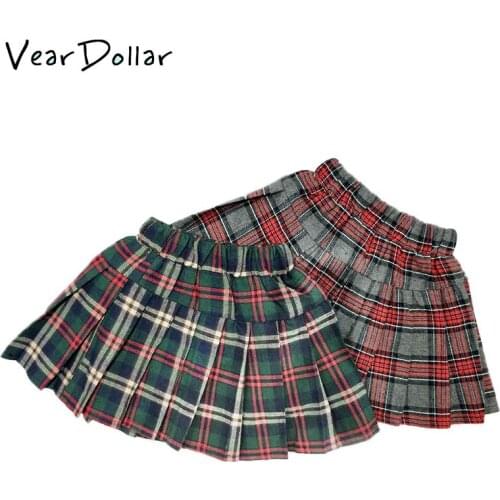 VearDoller Baby Girls Skirt 2018 New Fashion Kids Plaid Skirt for 2-8Years Old Childrens Clothing Girls Pleated Skirt