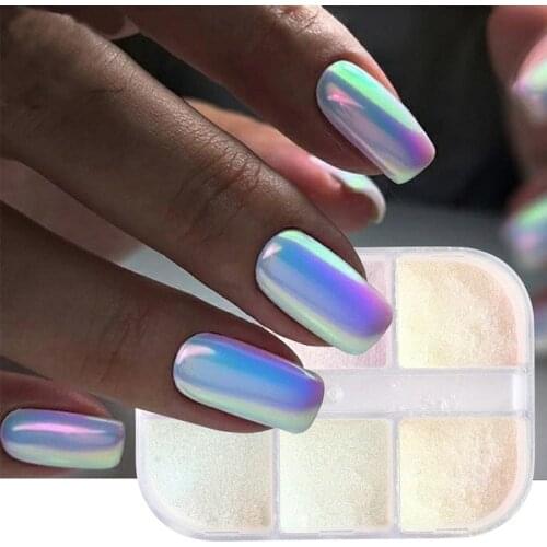 Mirror Glitter Nail Chrome Pigment Holographic Irridescent Dipping Rub Powder Manicure Design Gel Polish Dust