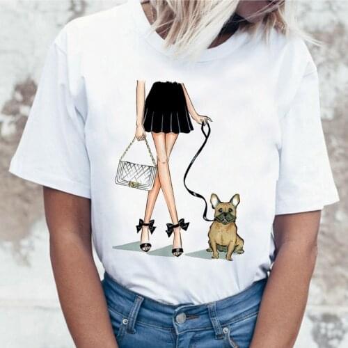 Women T-Shirt Cute French Bulldog French German Shepherd T Shirt Pit Bull Tees Female Dachshund Pug Teckel Funny White T Shirt