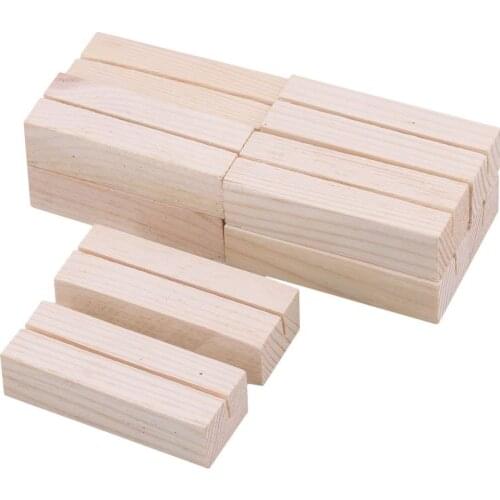 10Pcs 6.7x2.5x1.8cm Pine Wood Postcard Card Holder Wood Table Numbers Party Wedding Table Name Card Holder