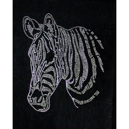 2pc/lot Zebra appliques Hot Fix Rhinestones Motif Design Iron On Transfer Motifs Hot Fix Stone patches for shirt