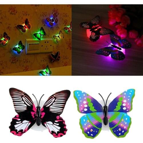 3D LED Glowing Night Light Butterfly Sticker Art Design Mural Home Wall Decal
