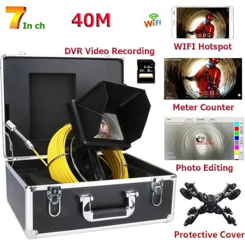 40M /7inch Touch screen/ Handheld Industrial Pipe Sewer Inspection Video Camera with Meter Counter / DVR Video recording / WIFI