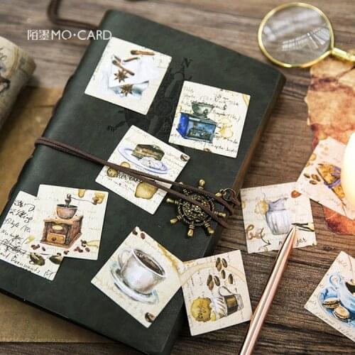 45pcs/box Coffee Shop Decorative Stickers Adhesive Stickers DIY Decoration Diary Stickers Box Package