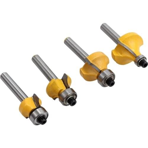 4x Round over Edging Router Bit Set 1/4 Inch Shank 1/2 Inch 3/8 Inch 1/4 Inch 1/8 Inch Radius