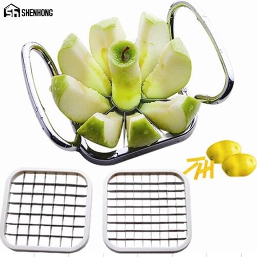 SHENHONG 5 in 1 Kitchen Gadgets Stainless Steel Vegetable Fruit Cutter Shredders Potato Chips Apple Pear French Fries
