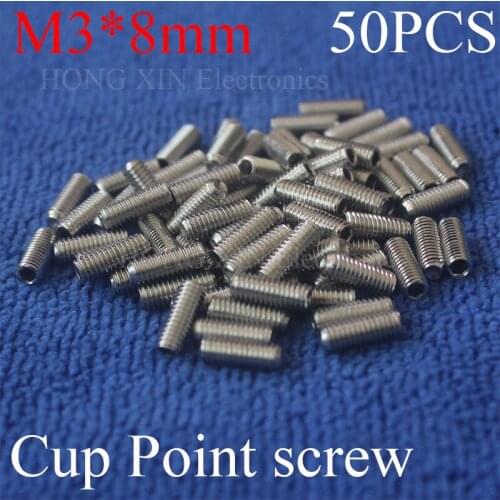 50PCS M3*8mm Stainless Steel Allen Head cup point Hex Socket Set Screw Grub Screw