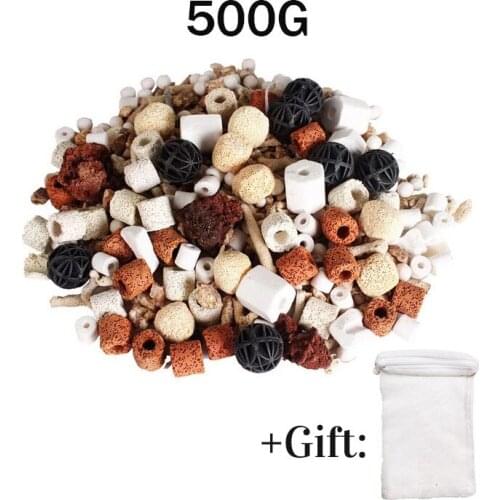 500g Aquarium Fish Tank Filter Media Ceramic Rings Activated Carbon Bio Balls Clear Water with Free Filter Net Bag