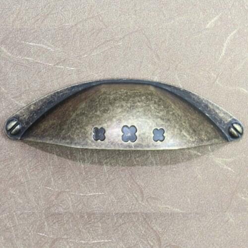 64mm vintage cap shell furniture handles bronze drawer cabinet pull knob antique brass dresser cupboard door handles pulls knobs